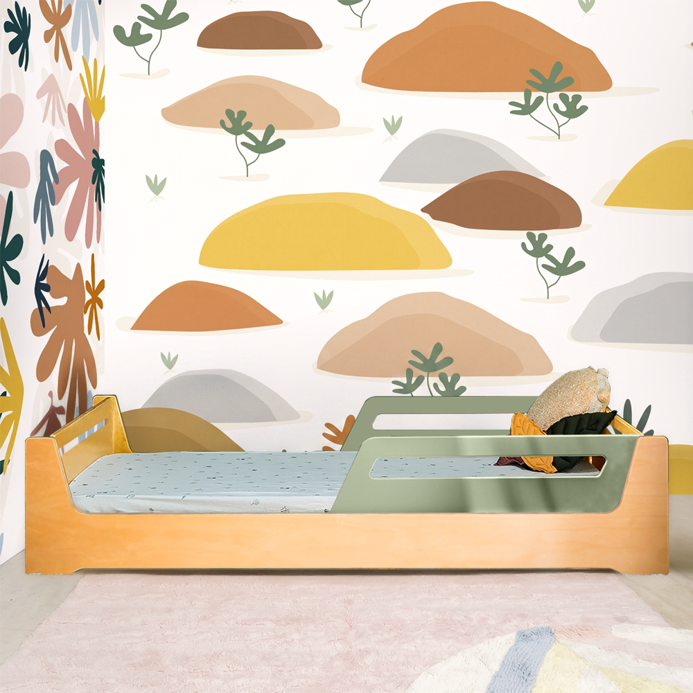 Cama Montessoriana Evolutiva Pitaia em Nature | Grades Removíveis