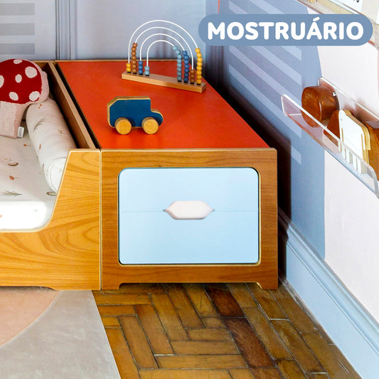 Mesa de cabeceira Pitaia | Jequitibá + Gaveta Azul