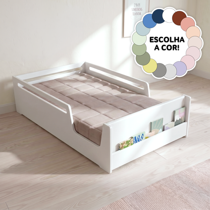 Cama Viúva Pitaia em Laca | Porta Livros Embutido