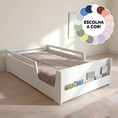 Cama Viúva Pitaia em Laca | Porta Livros Embutido