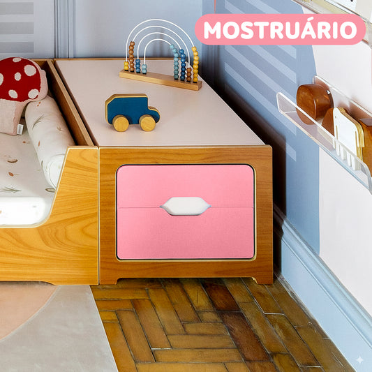 Mesa de cabeceira Pitaia | Jequitibá + Gaveta Framboesa (H1